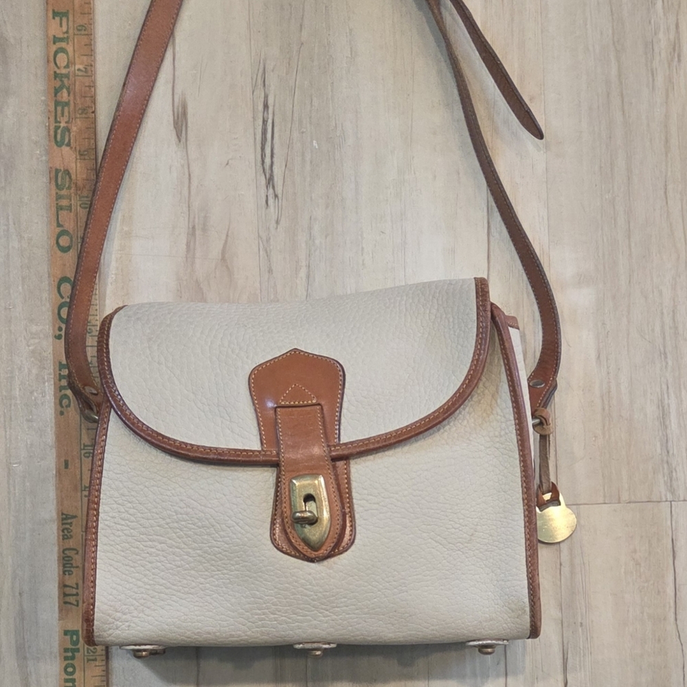 Dooney & Bourke Pebble Leather Crossbody - Cream with Brown Trim - Picture 2 of 13